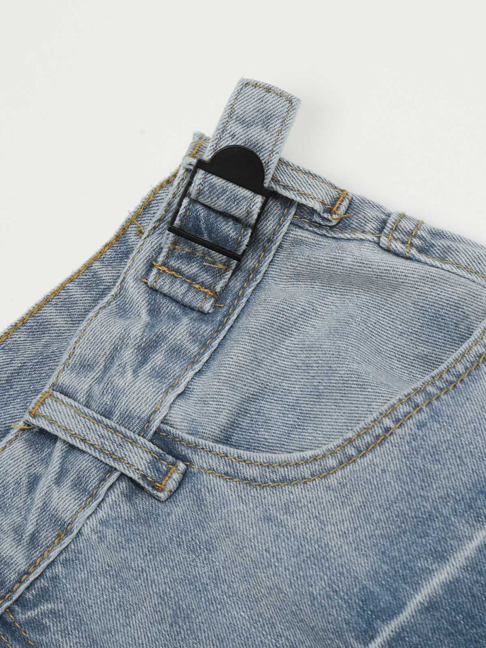 Vintage Striped Blue Straight Jeans - Image 6