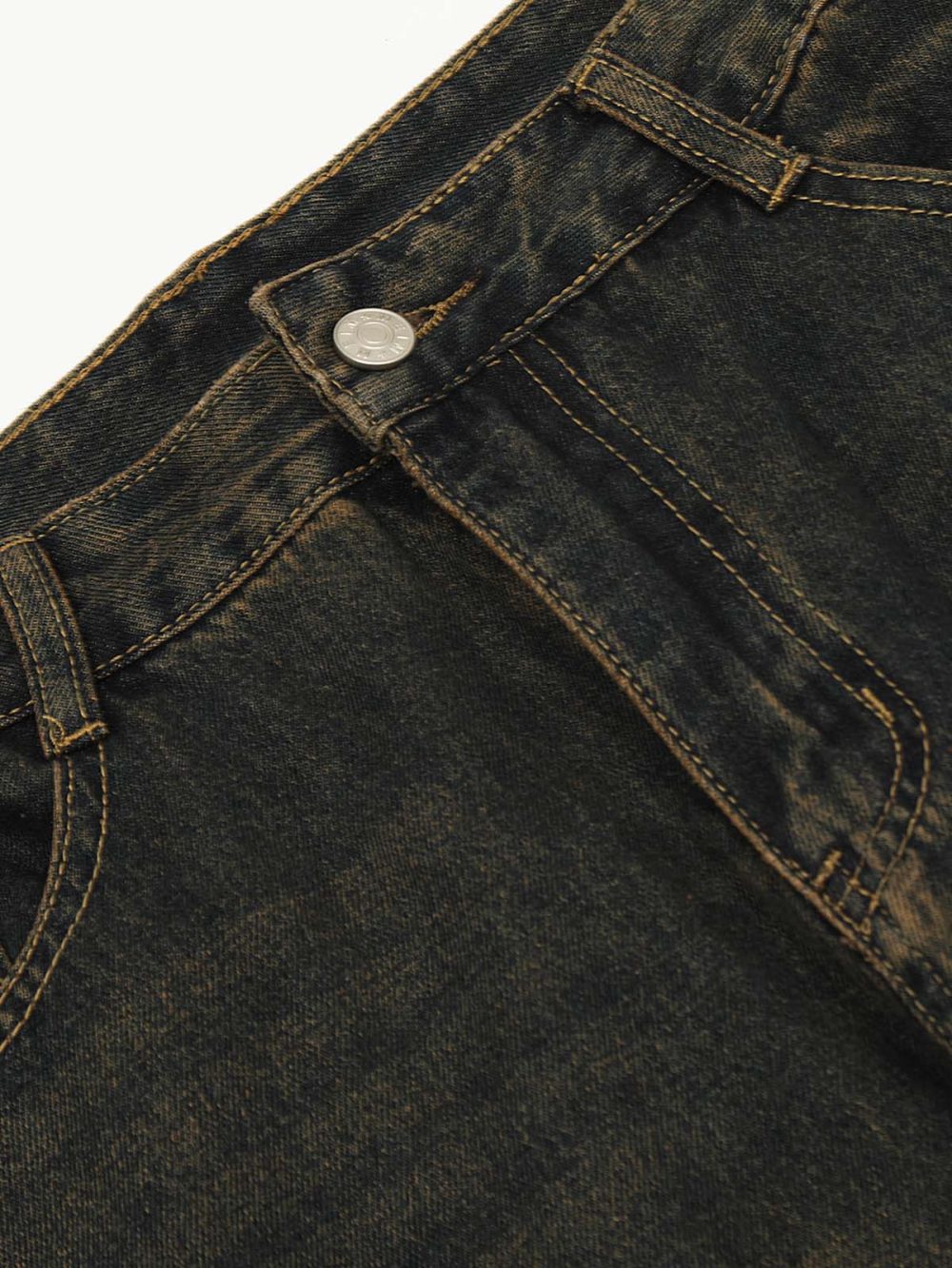 layered-patchwork button-front straight-leg retro jeans - Image 8