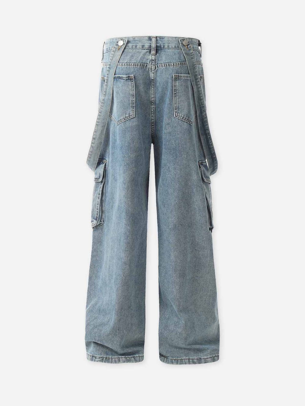 Detachable Strap Straight-Leg Cargo Loose-Fit Denim Jeans - Image 5