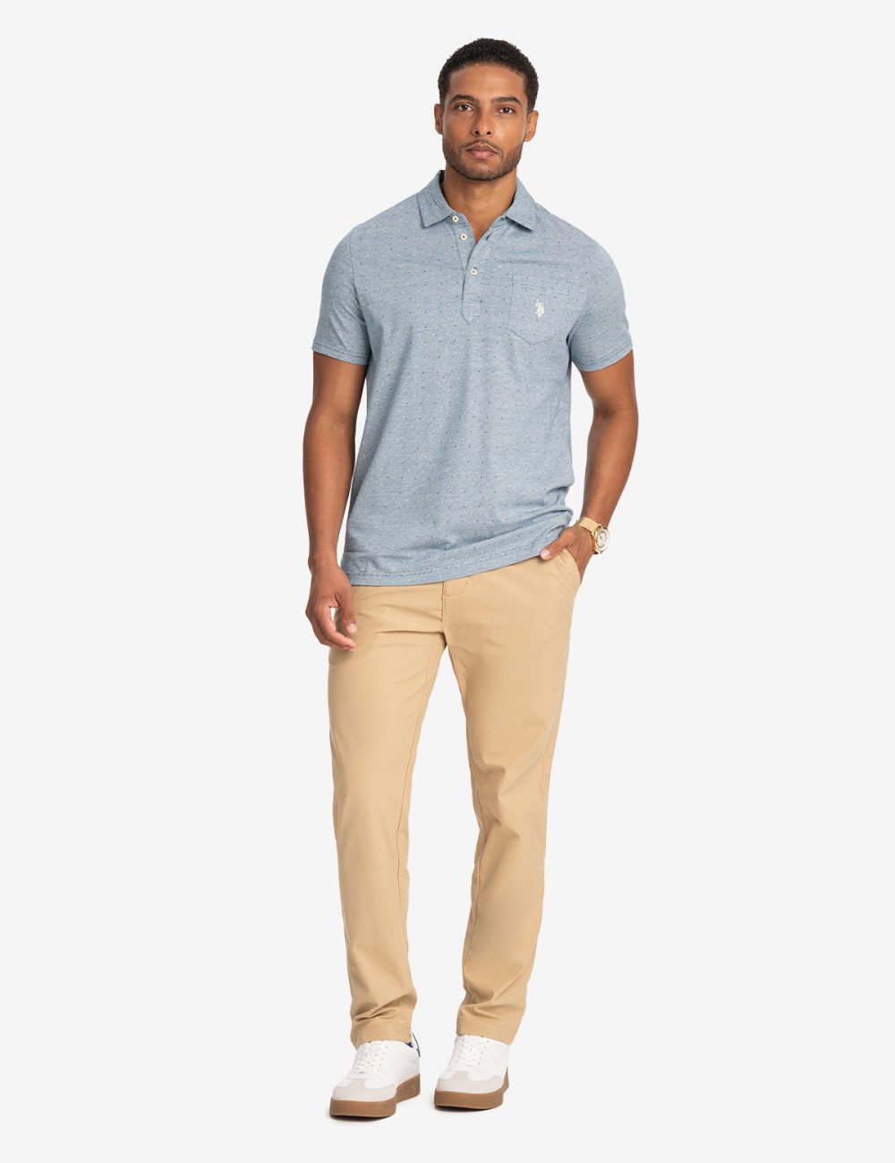 PRINTED END-ON-END STRIPED POLO SHIRT - Image 2