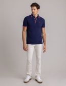 SIGNATURE STRIPE RIB TIPPED TRIM POLO SHIRT