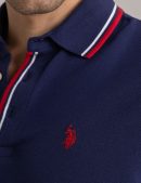 SIGNATURE STRIPE RIB TIPPED TRIM POLO SHIRT