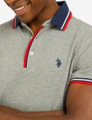 SIGNATURE STRIPE RIB TIPPED TRIM POLO SHIRT