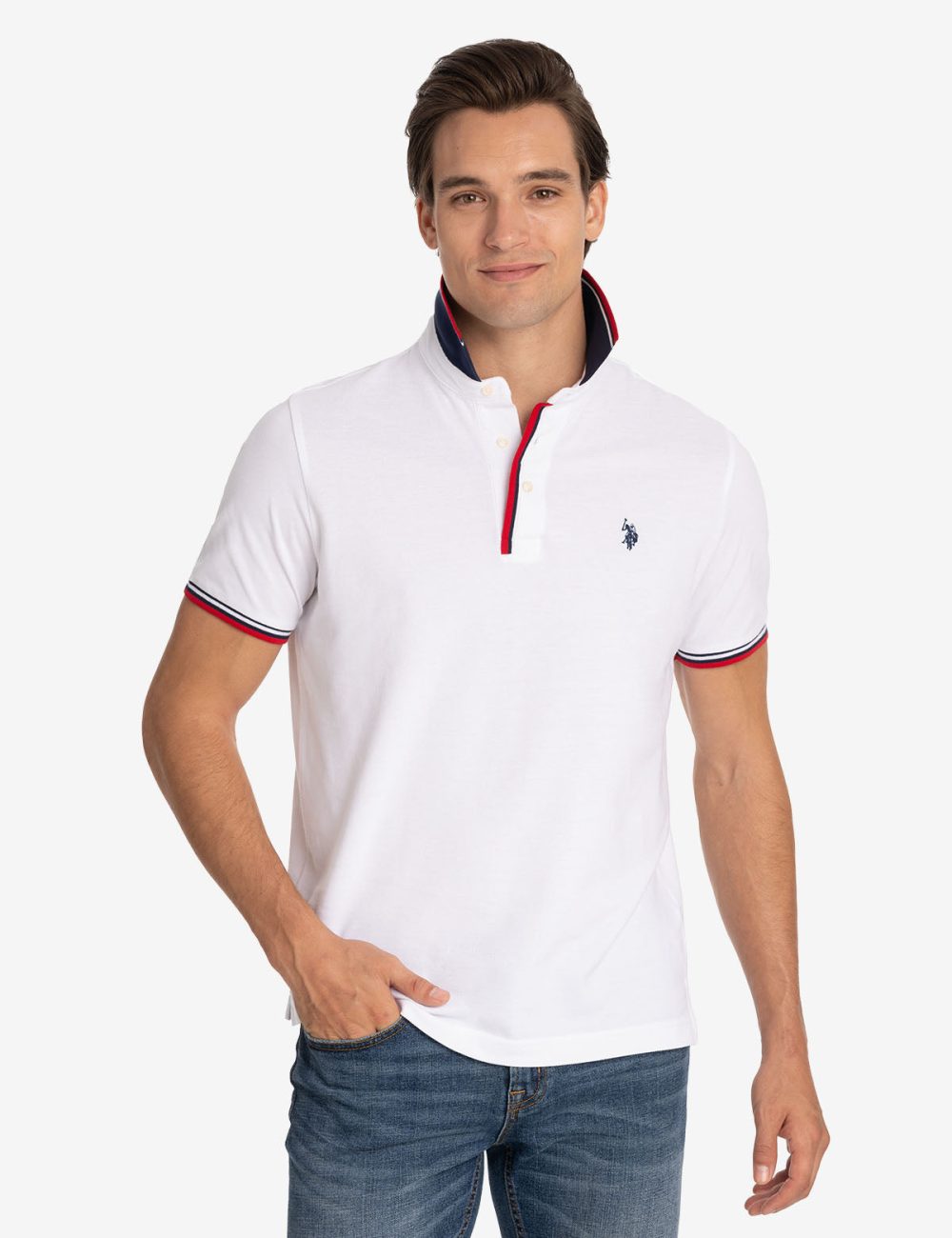 SIGNATURE STRIPE RIB TIPPED TRIM POLO SHIRT - Image 5