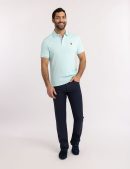 SOLID INTERLOCK POLO SHIRT WITH WOVEN TRIM