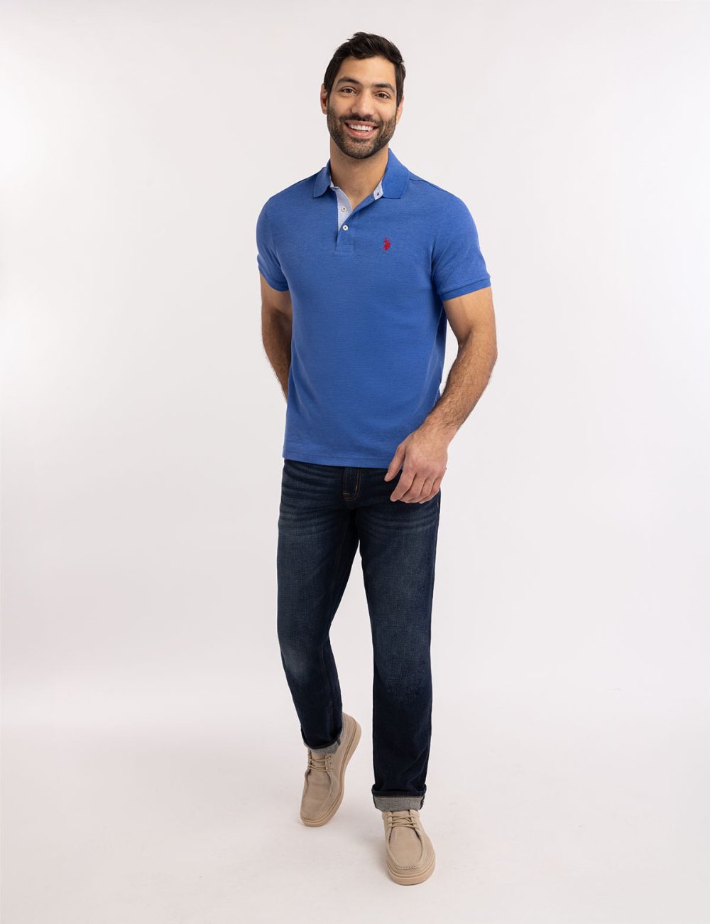SOLID INTERLOCK POLO SHIRT WITH WOVEN TRIM - Image 11