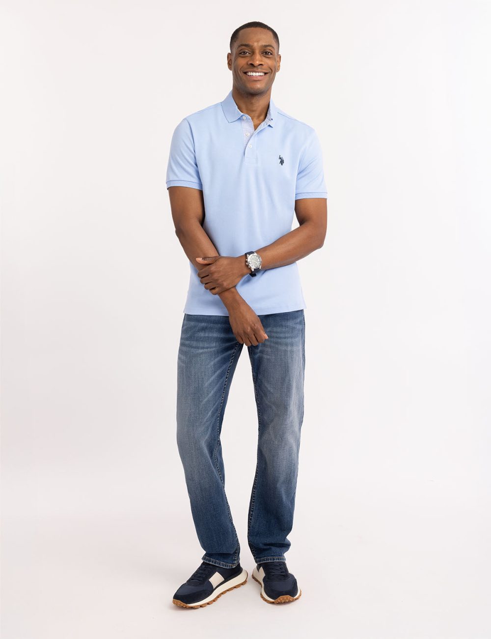 SOLID INTERLOCK POLO SHIRT WITH WOVEN TRIM - Image 2