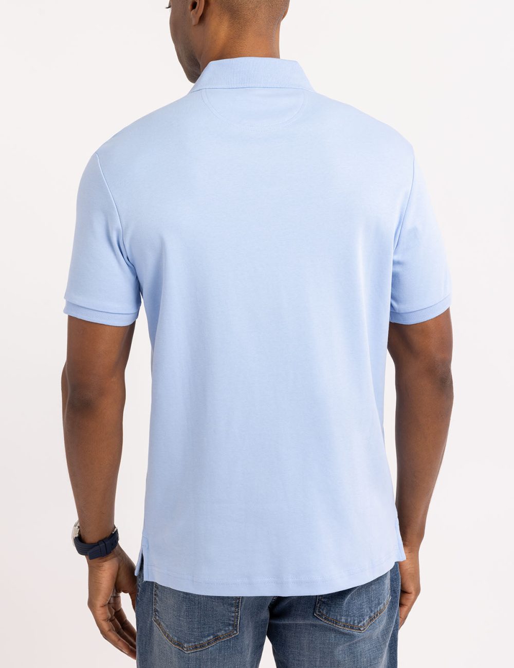 SOLID INTERLOCK POLO SHIRT WITH WOVEN TRIM - Image 4