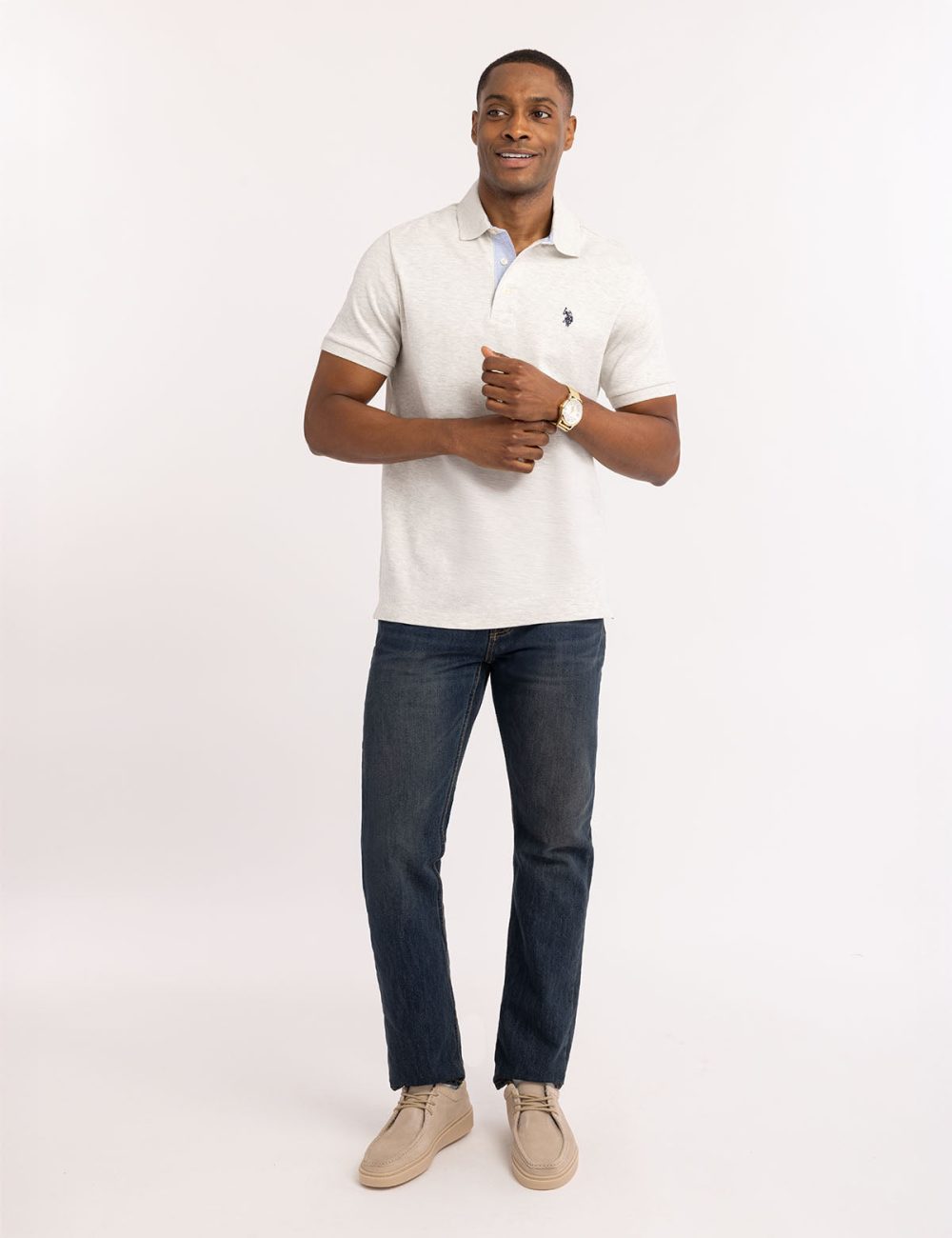 SOLID INTERLOCK POLO SHIRT WITH WOVEN TRIM - Image 14