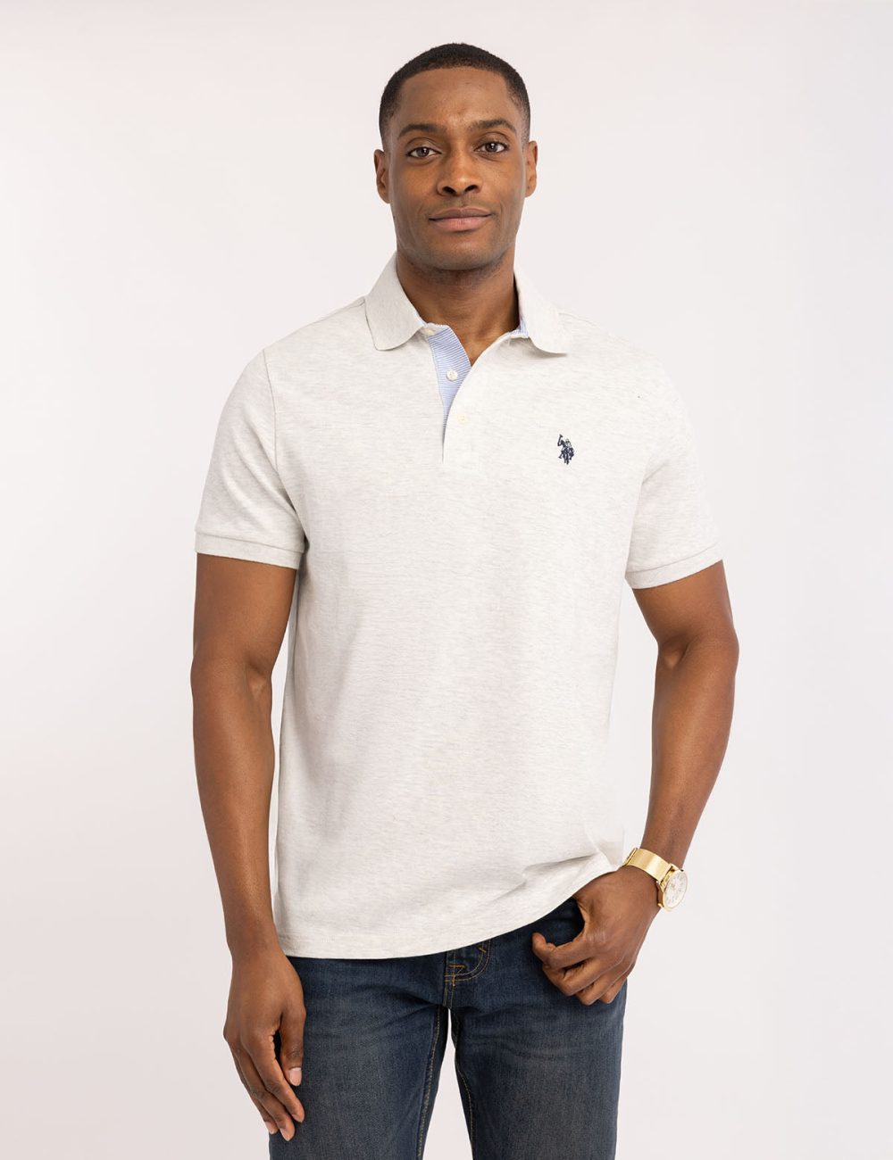 SOLID INTERLOCK POLO SHIRT WITH WOVEN TRIM - Image 15