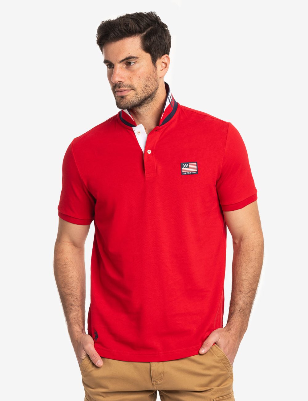 FLAG PIQUE POLO SHIRT WITH UNDER COLLAR DETAIL - Image 14