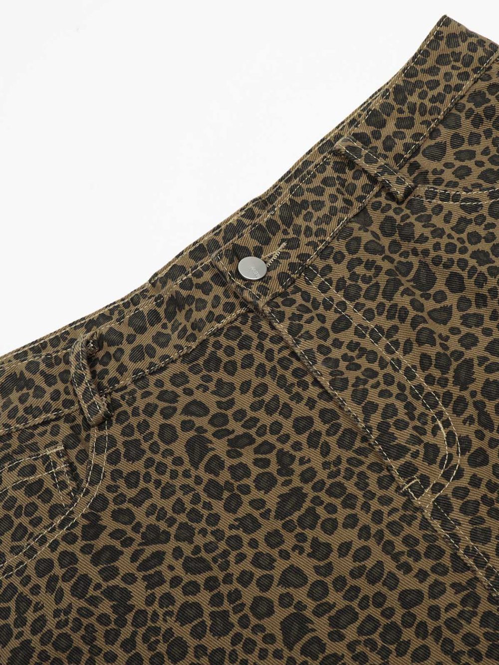 Leopard-Print Machete-Cut Middle split Jeans - Image 4