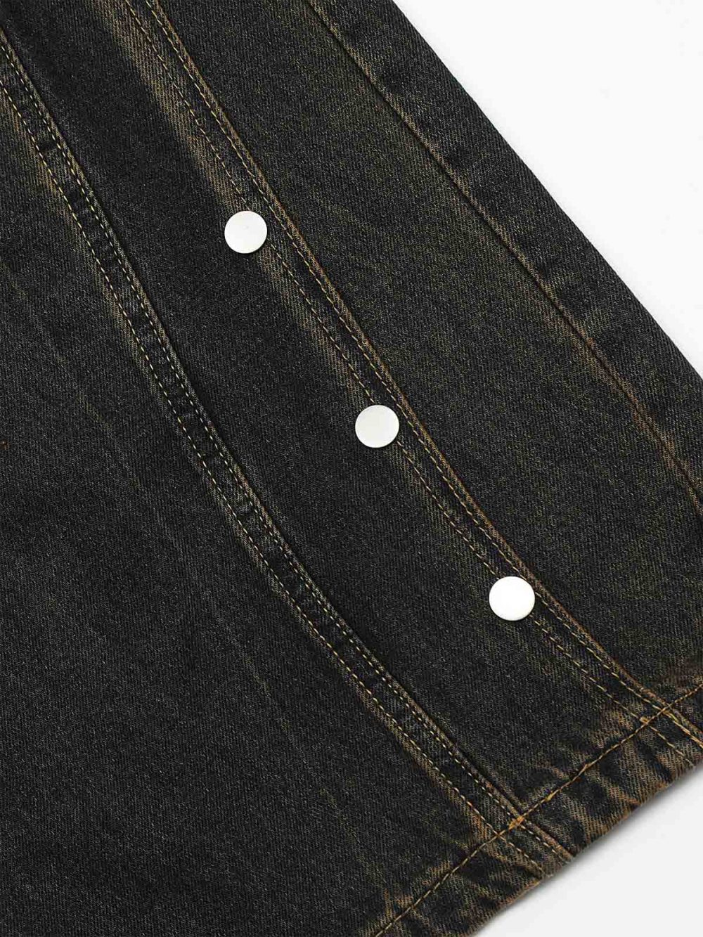 layered-patchwork button-front straight-leg retro jeans - Image 11
