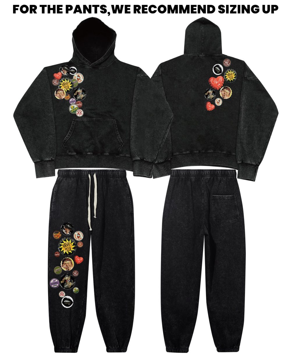 Fun Bottle Cap Art Print Pants - Image 2