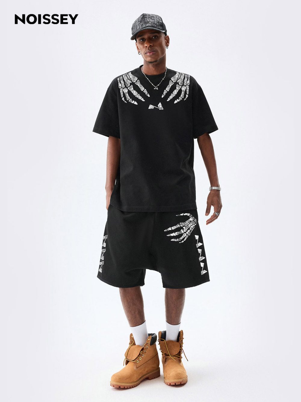 Silver Skull Claw Noissey-logo Silver Diamond Print Pants - Image 2