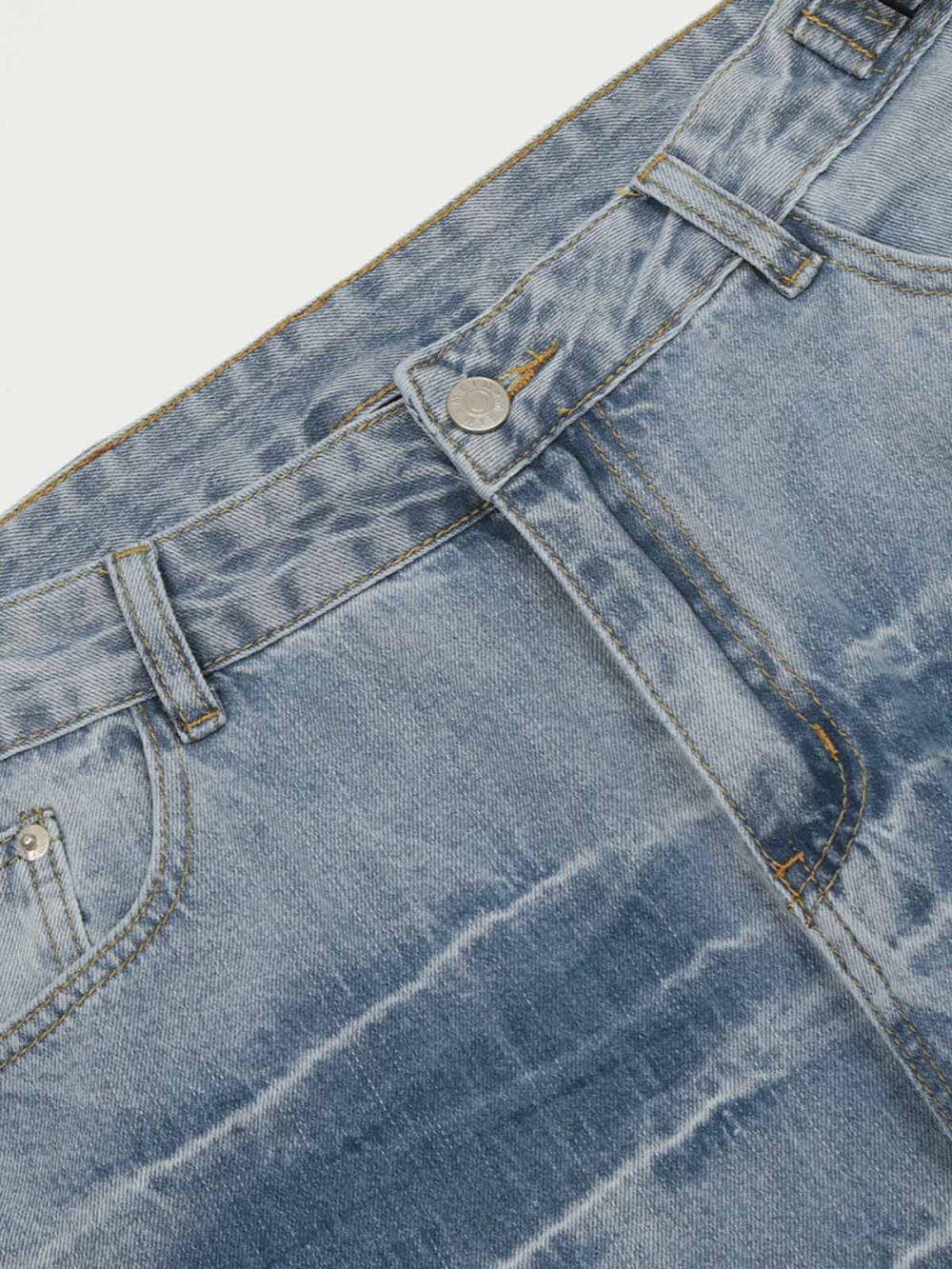 Vintage Striped Blue Straight Jeans - Image 4