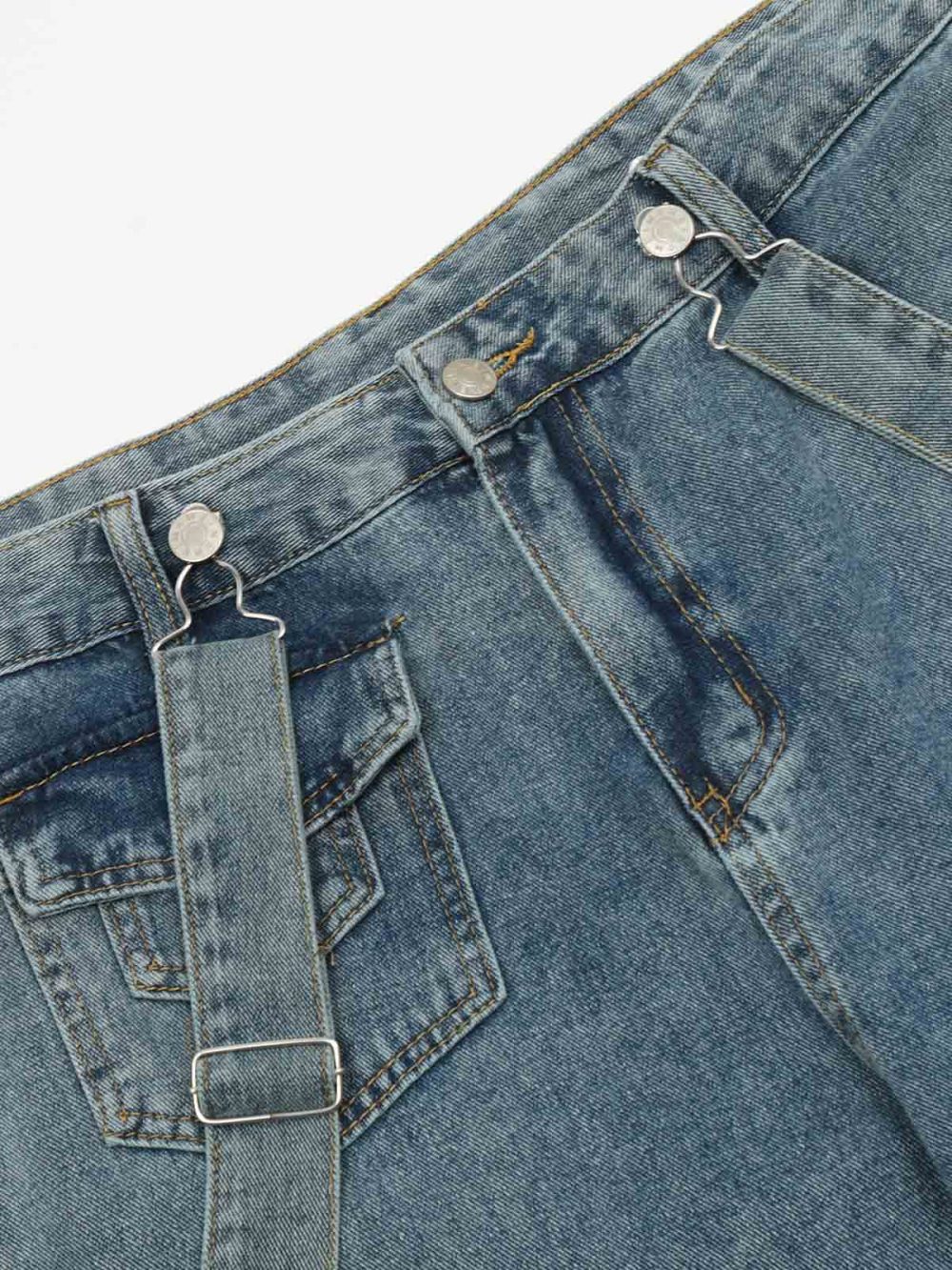 Detachable Strap Straight-Leg Cargo Loose-Fit Denim Jeans - Image 7