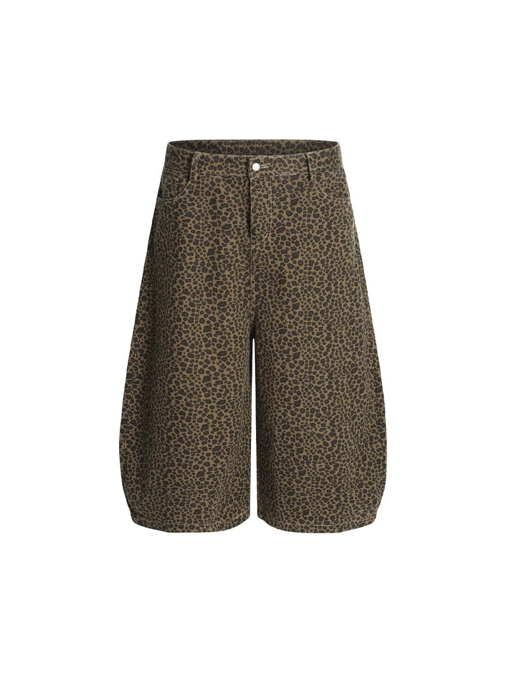 Leopard-Print Machete-Cut Middle split Jeans