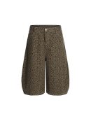 Leopard-Print Machete-Cut Middle split Jeans