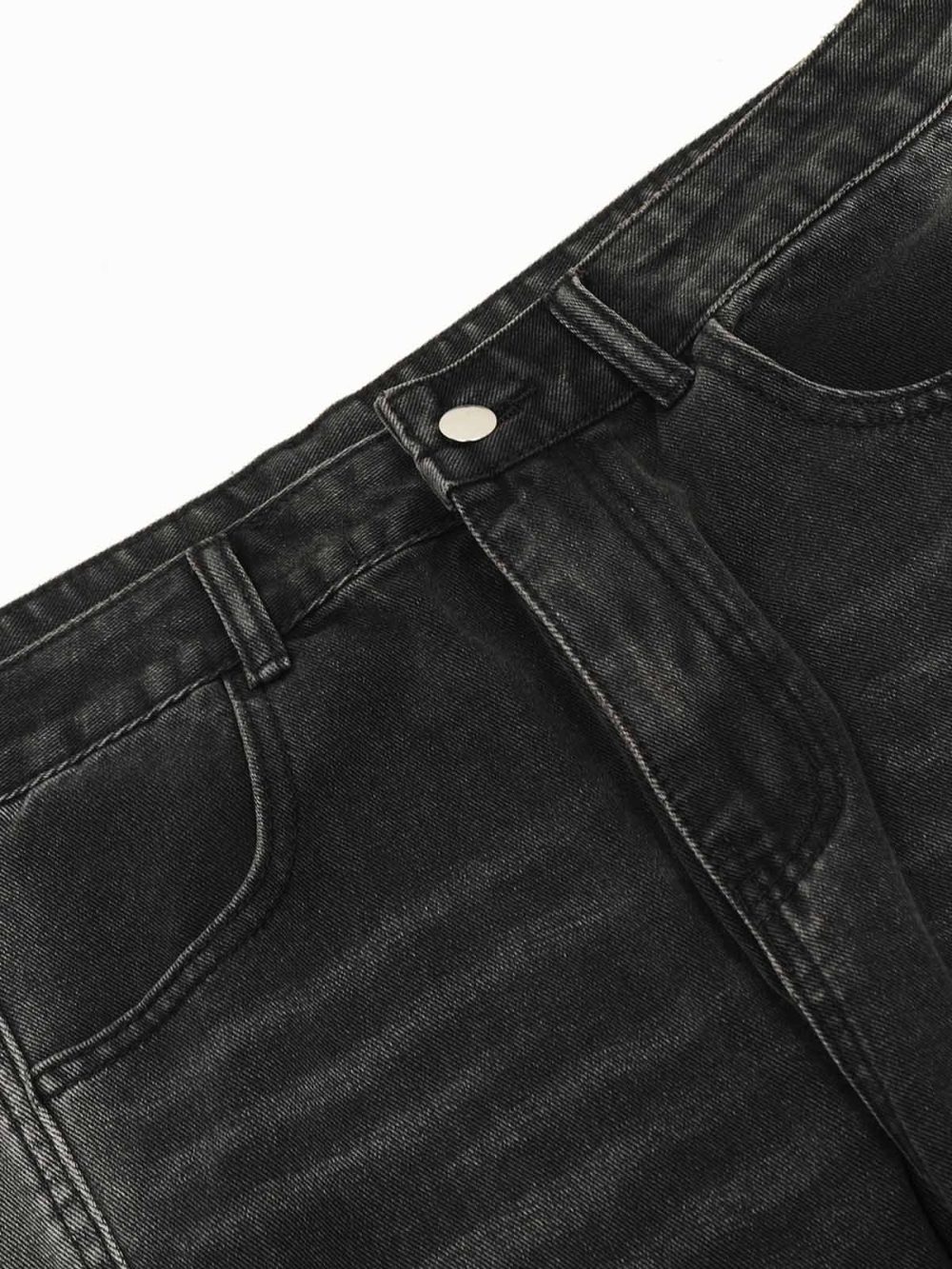 Multi-Pocket Design Washed Workwear Straight Jeans - Image 4