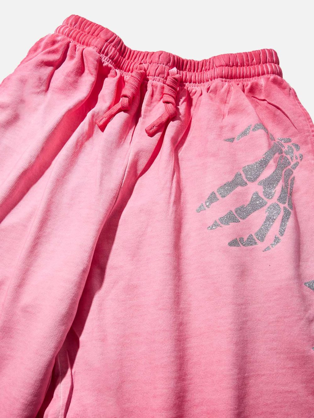 Silver Skull Claw Print Pink Gradient Shorts - Image 3