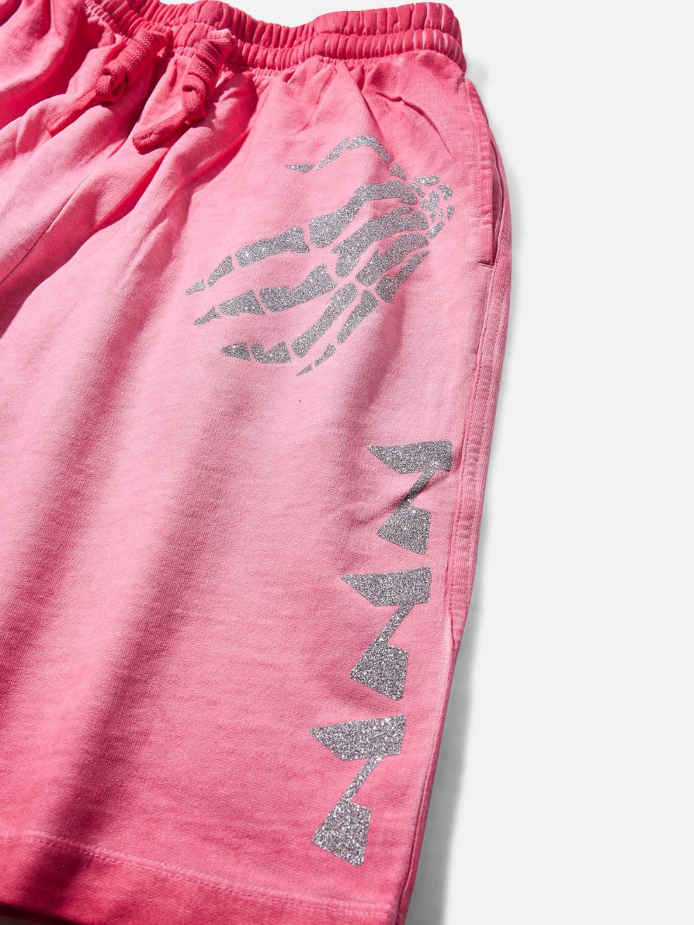 Silver Skull Claw Print Pink Gradient Shorts - Image 4