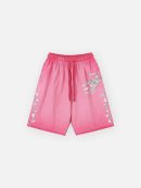 Silver Skull Claw Print Pink Gradient Shorts