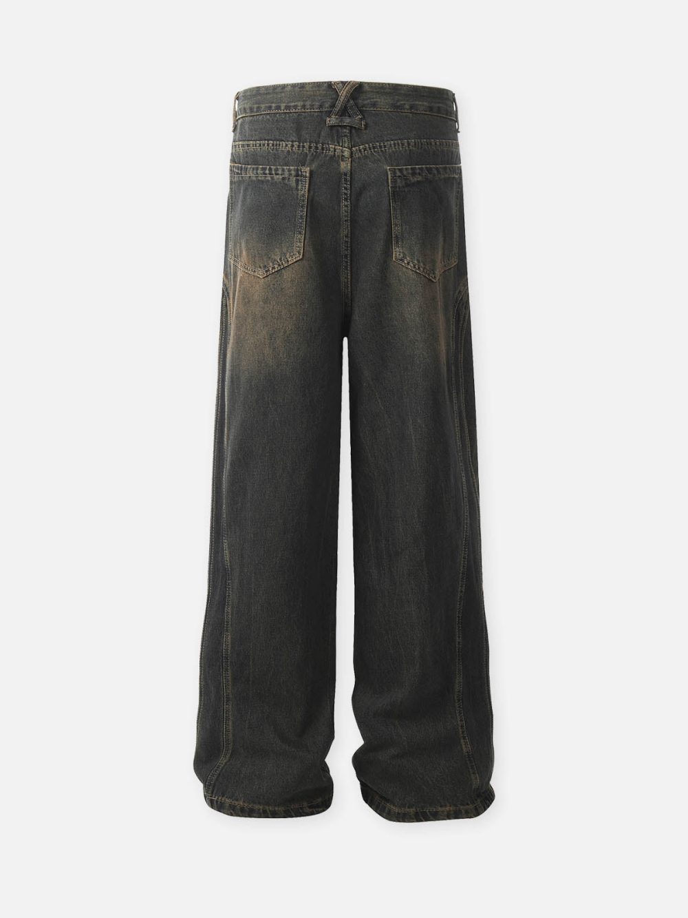 layered-patchwork button-front straight-leg retro jeans - Image 6