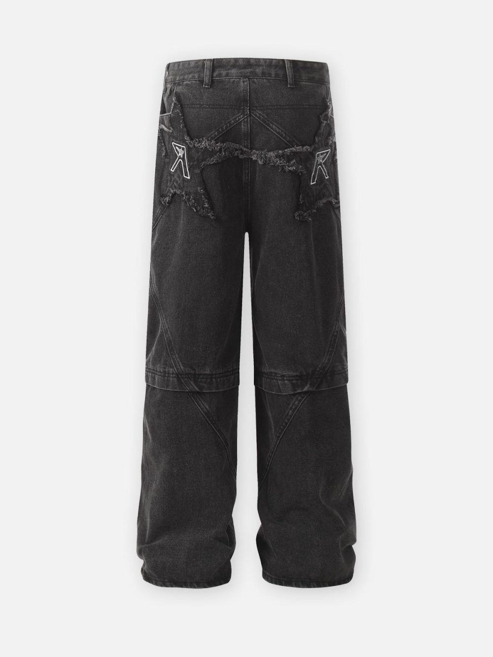 Retro Star Embroidery Washed Straight Jeans - Image 6