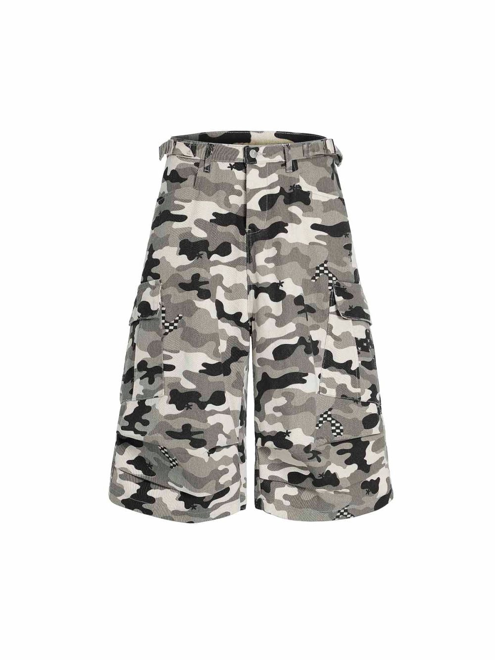 Camouflage straight-leg mid-length jeans smaller