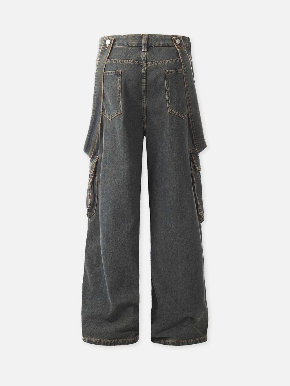 Detachable Strap Straight-Leg Cargo Loose-Fit Denim Jeans - Image 6