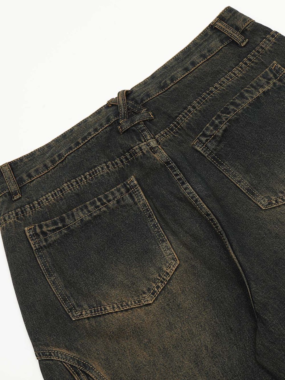 layered-patchwork button-front straight-leg retro jeans - Image 9