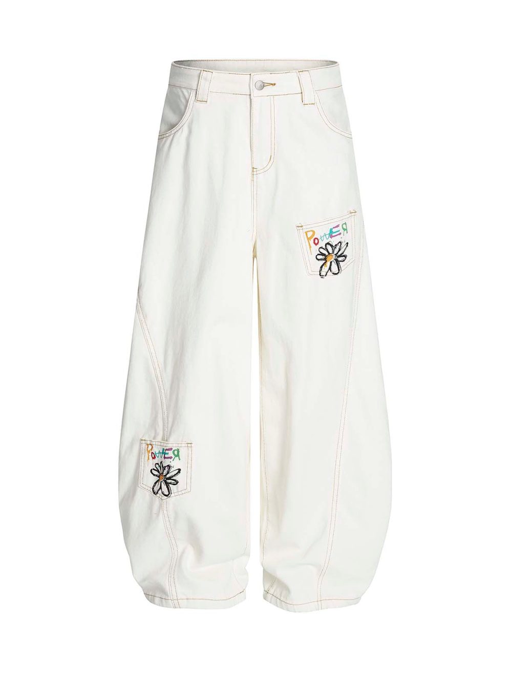 High-Street Design Curved-Leg Pants