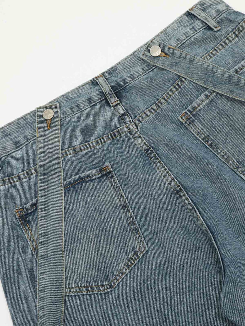 Detachable Strap Straight-Leg Cargo Loose-Fit Denim Jeans - Image 8