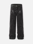 Retro Star Embroidery Washed Straight Jeans