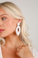 Jackie White Beaded Statement Earrings