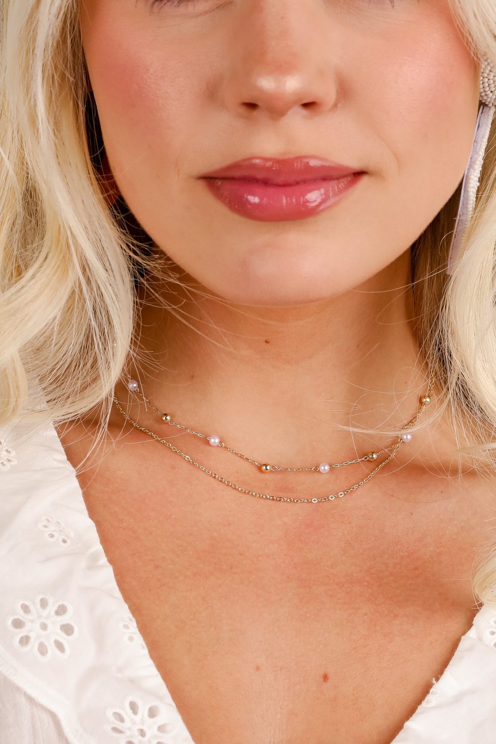 Michelle Gold Pearl Layered Necklace - Image 2