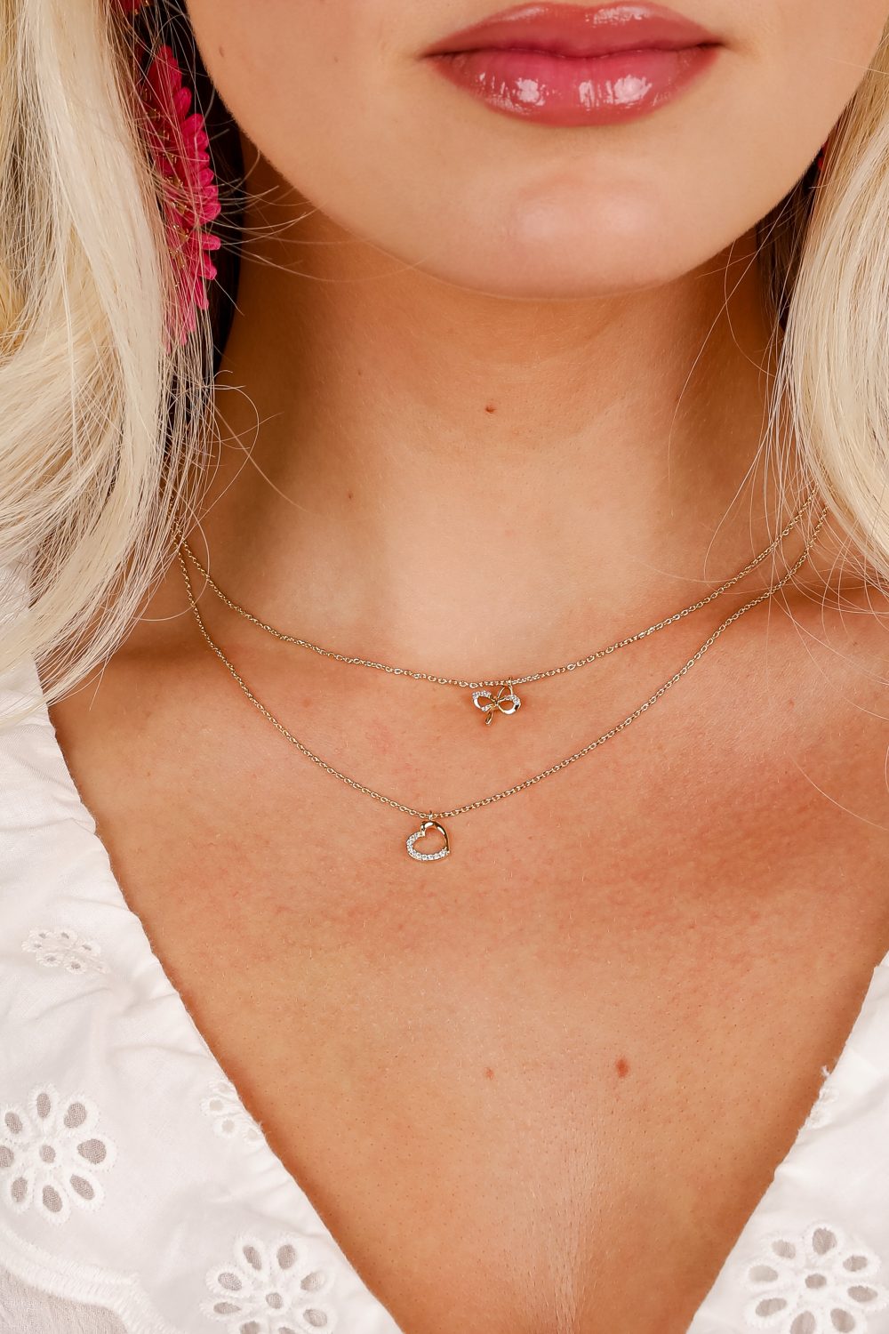 Monica Gold Heart Charm Layered Necklace - Image 2