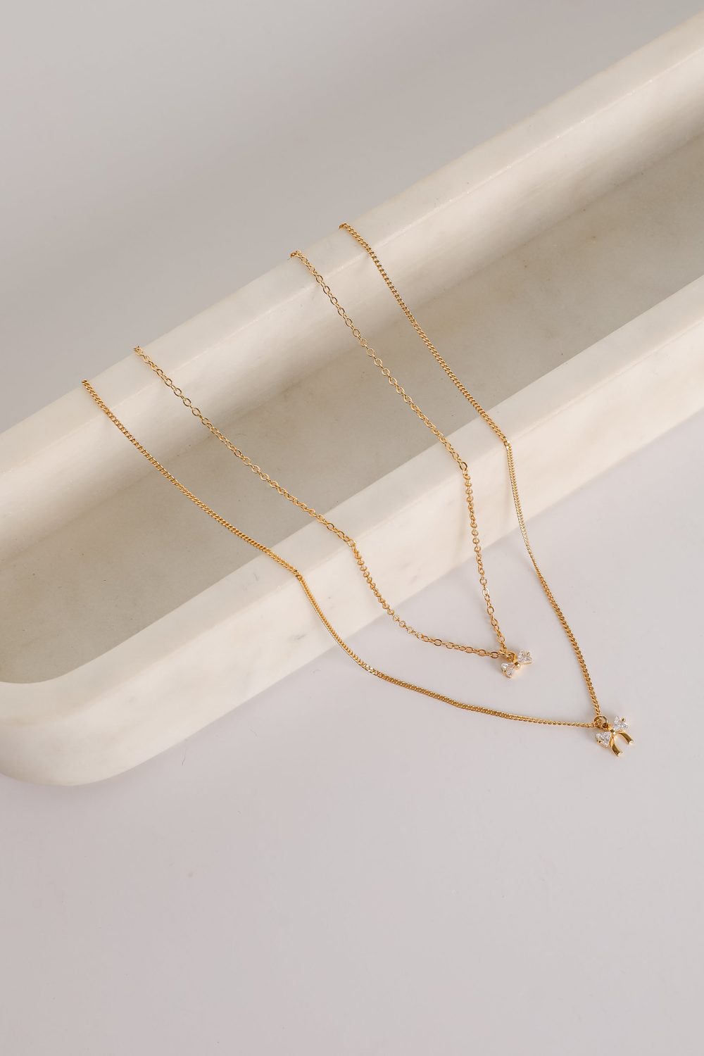 Gianna Gold Bow Charm Layered Necklace - Image 4