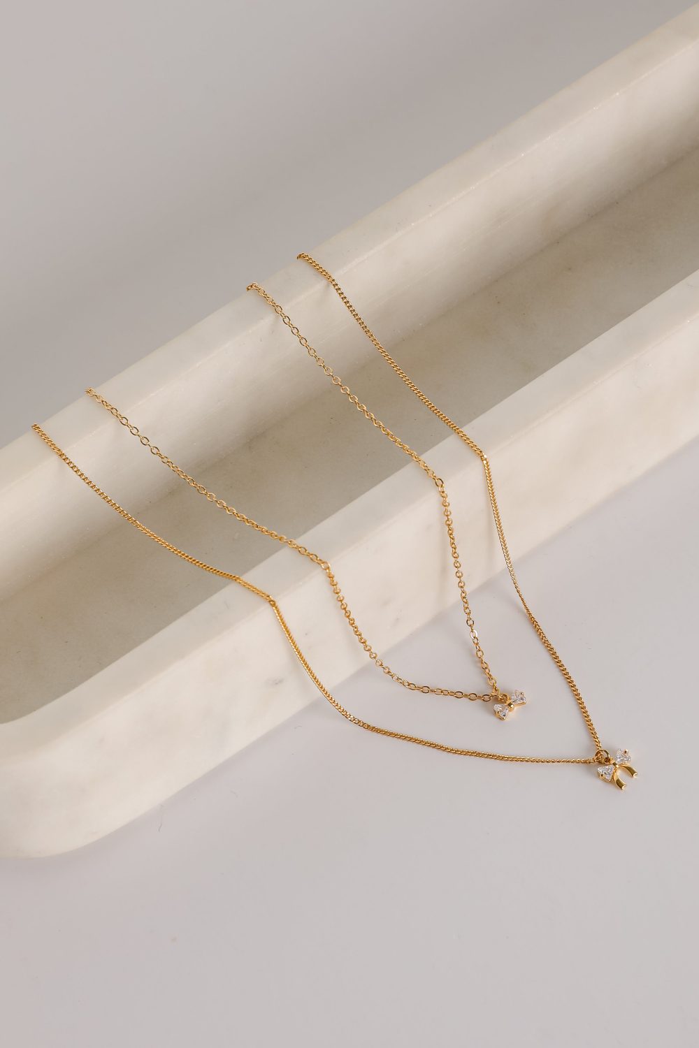 Gianna Gold Bow Charm Layered Necklace - Image 3