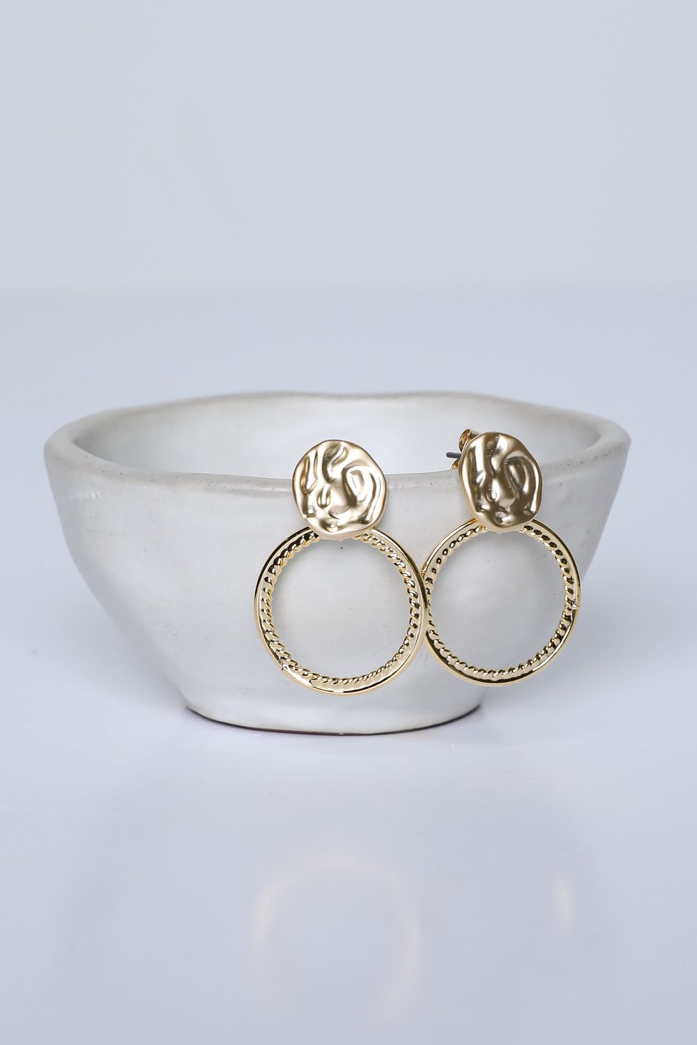 Ruby Gold Circle Drop Earrings - Image 3