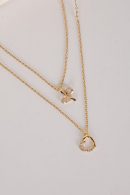 Monica Gold Heart Charm Layered Necklace