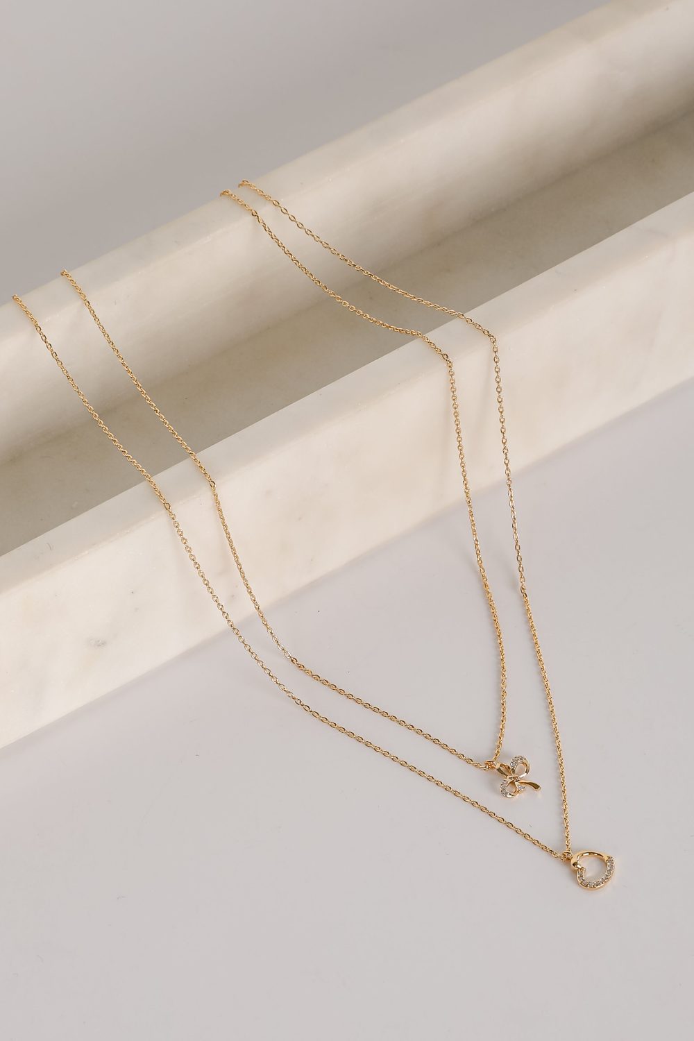 Monica Gold Heart Charm Layered Necklace - Image 5