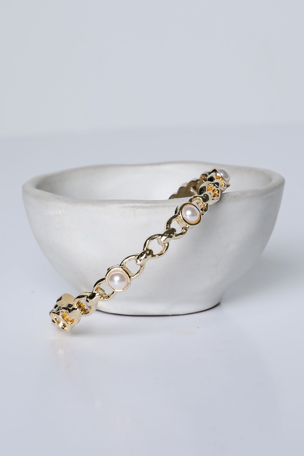 Ellie Gold Pearl Cuff Bracelet - Image 2