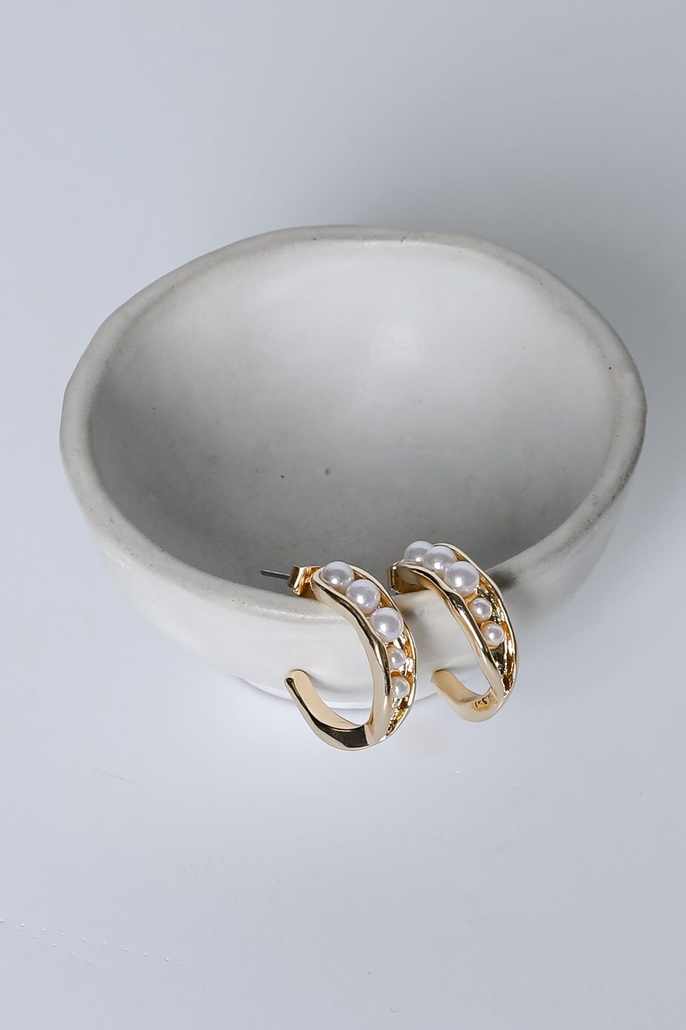 Adeline Gold Pearl Hoop Earrings - Image 3