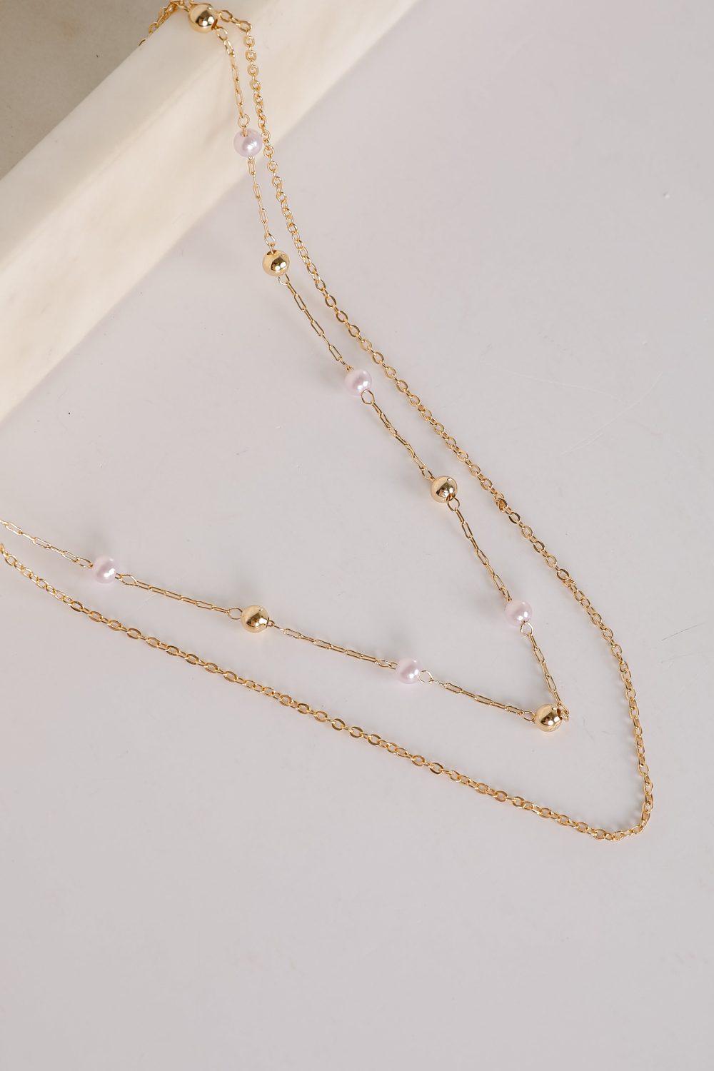Michelle Gold Pearl Layered Necklace - Image 3