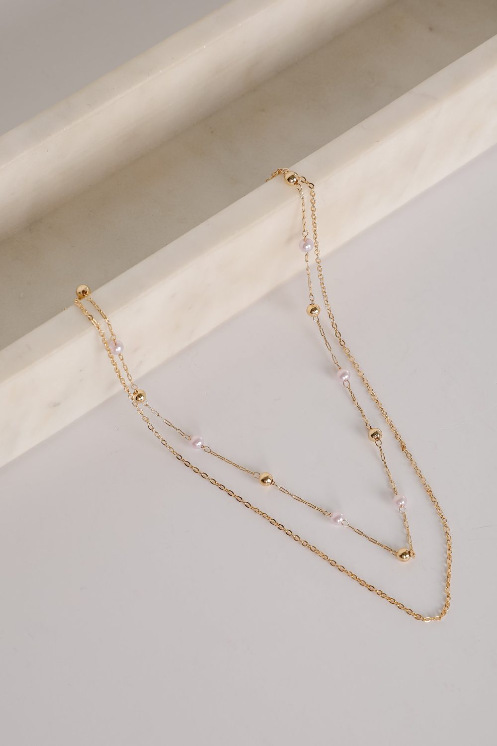 Michelle Gold Pearl Layered Necklace - Image 5