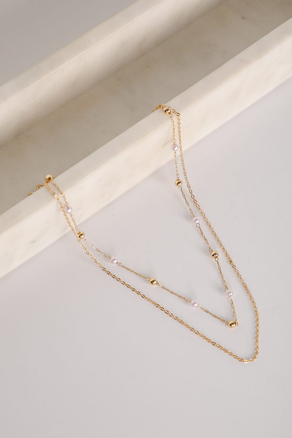 Michelle Gold Pearl Layered Necklace - Image 6