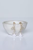 Addy Gold Rhinestone Pearl Drop Earrings