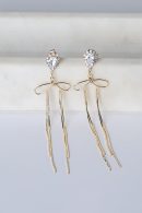 Lily Gold Rhinestone Bow Chain Drop Earrings